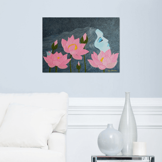 Magic Dreams - surreal lotus flower painting