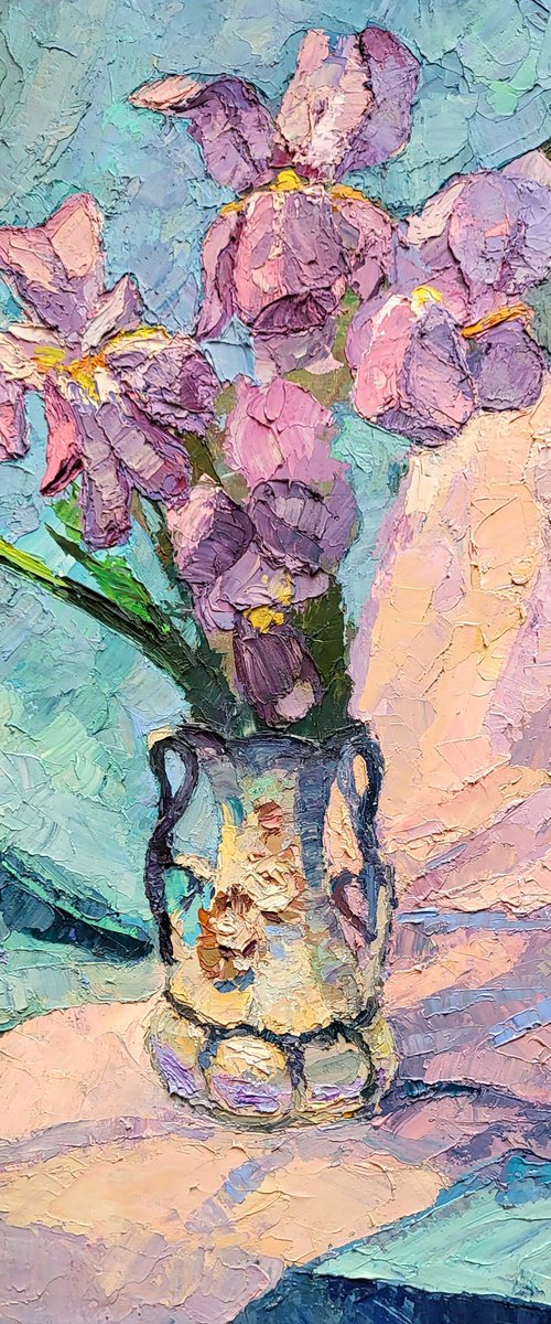 Irises in a vase by Boris Serdyuk