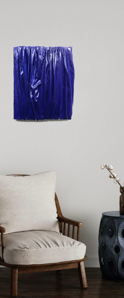Blue Fabric Waves | Textured Wall Relief by Viacheslav Zaykin