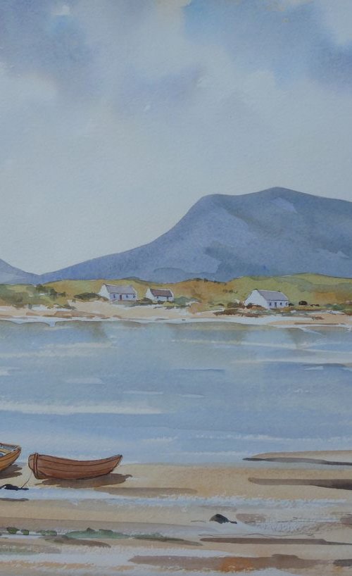 Peaceful seaside scene, with Muckish Mountain in the background. by Maire Flanagan