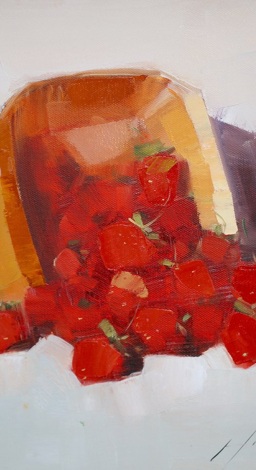 Strawberries, Original oil painting, Handmade artwork, One of a kind by Vahe Yeremyan