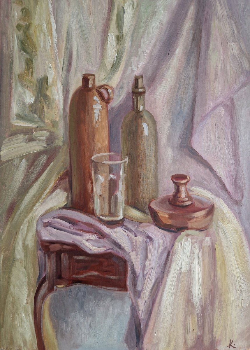 Still-life with bottles by Olena Kolotova