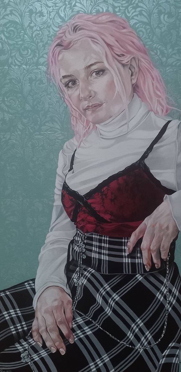 Photorealistic Portrait Oil Painting By Jo Beer, 16 X 32, Delicate English Rose, Original Artwork