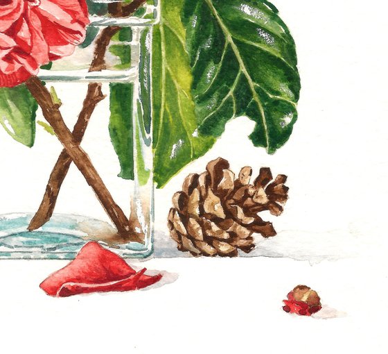 Camellia and Fir Cone