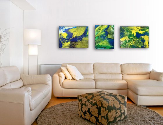 "Mother Earth Series" - SAVE OVER $100 + FREE WORLDWIDE SHIPPING - Original Triptych, Abstract PMS Acrylic Paintings Series