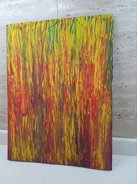 Abstract Sun in my heart, original acrylic painting, FREE SHIPPING