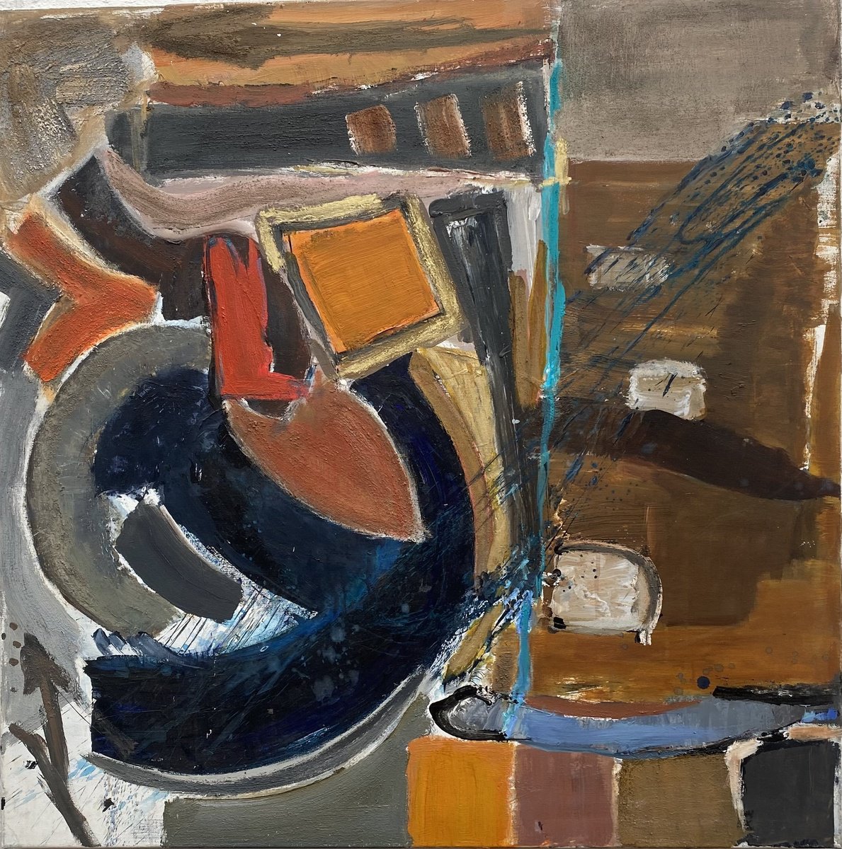 Abstract Acrylic Painting By Sylvie Dodin, 39 X 39", Modern Inspiration, Original Artwork