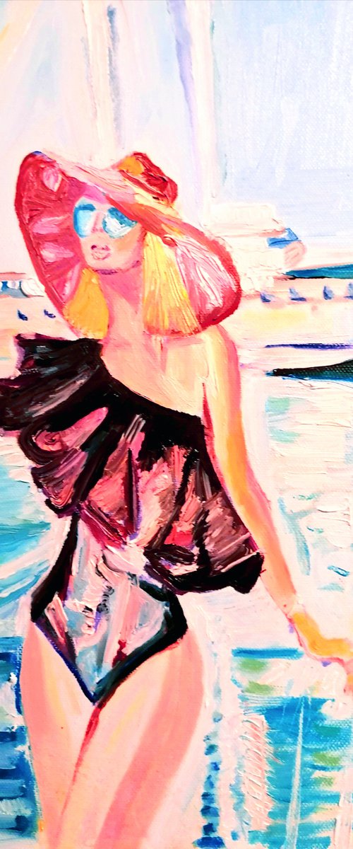 A girl with a pink hat by Sanja Jancic
