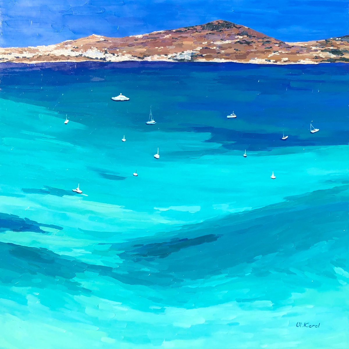 Photorealistic Landscape Oil Painting By Ulyana Korol, 39 X 39", Dreaming Of Paradise, Original Artwork