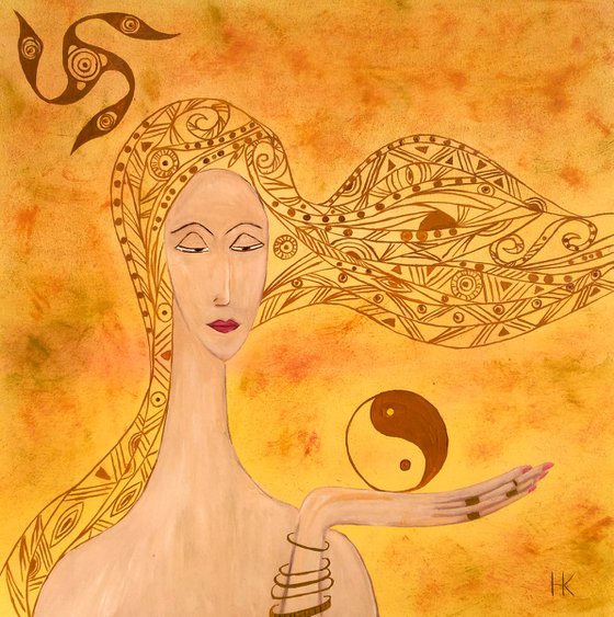 abstract female portrait with ornament woman graphic portrait "Endless times"