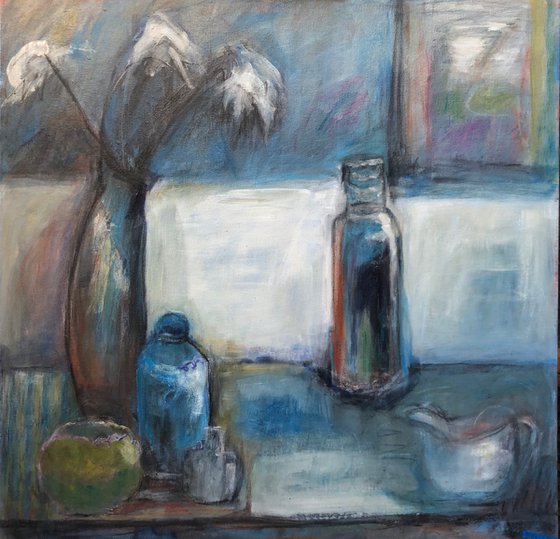 BLUE STILL LIFE PAINTING