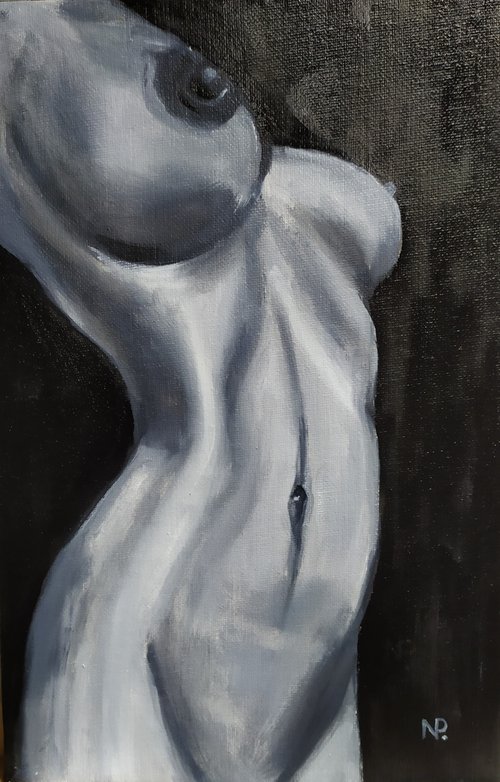 Lounge time, original nude erotic oil painting, Gift, art for home by Nataliia Plakhotnyk