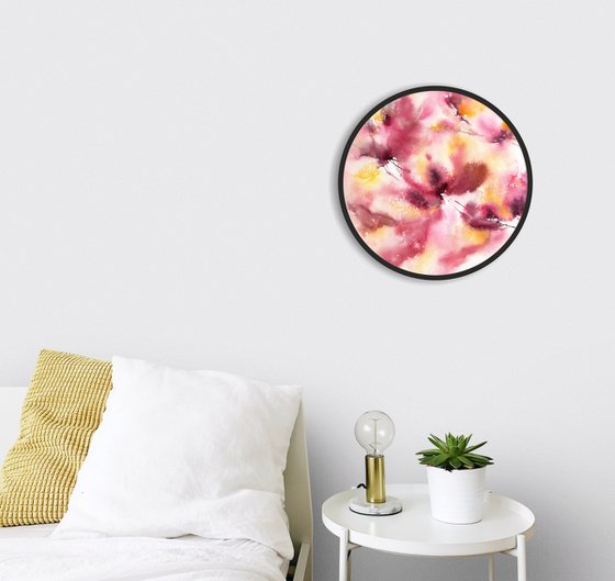 Pink flowers round painting