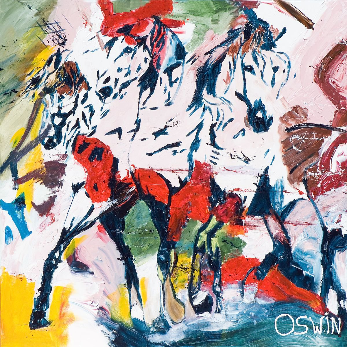 Horse painting - Parade 80 x 80 cm - Equine art by Oswin Gesselli
