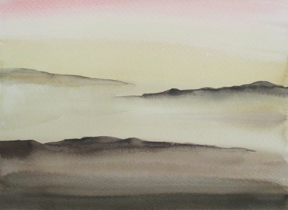 Warm abstract watercolor landscape