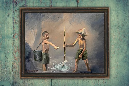 Two Boys Fishing by Ryan  Louder