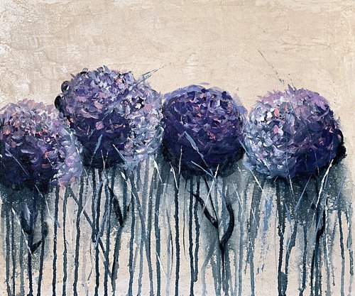 Purple Gentle abstract flowers. by Marina Skromova