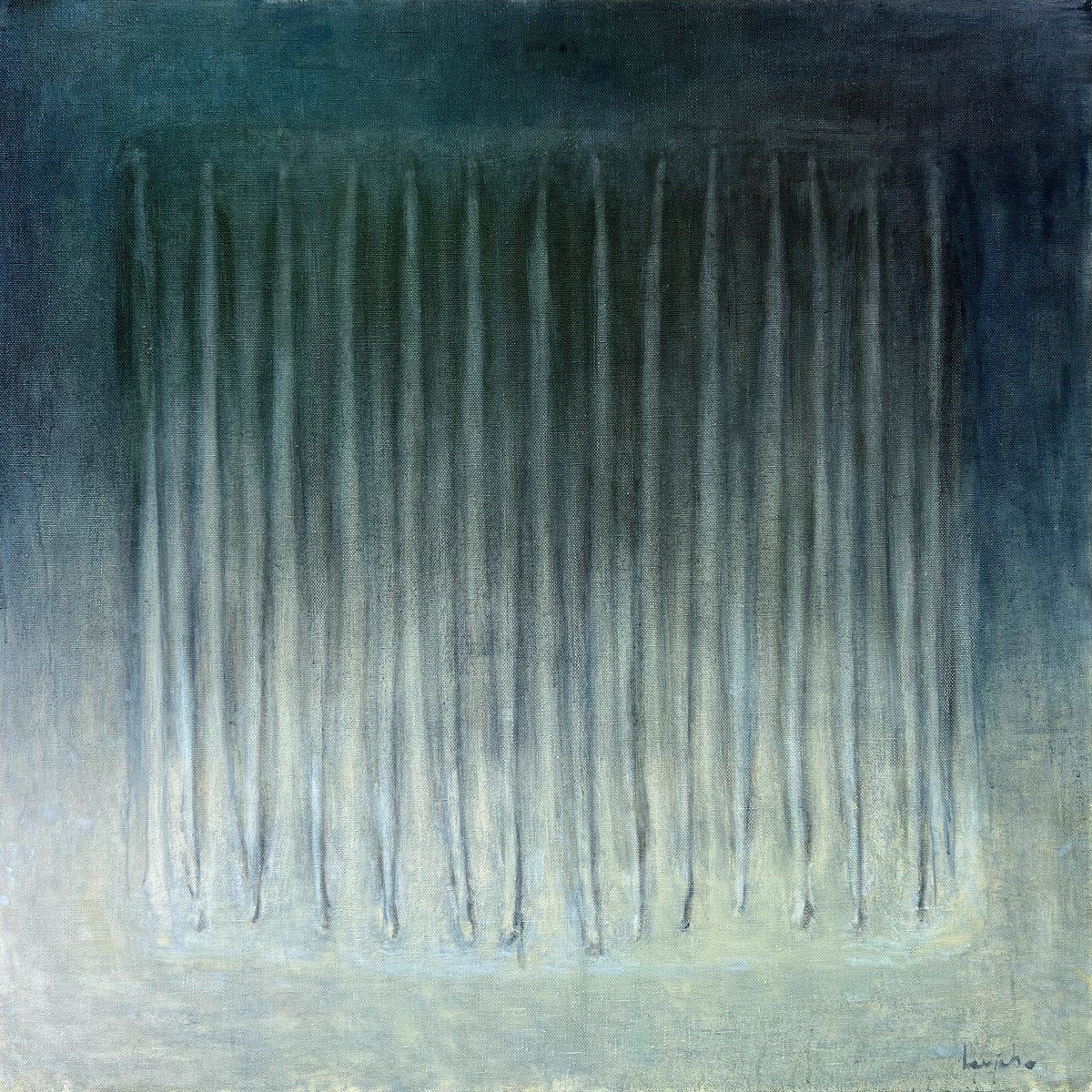 Abstract Landscape Oil Painting By Alexander Levich, 47 X 47, Waiting Day, Original Artwork