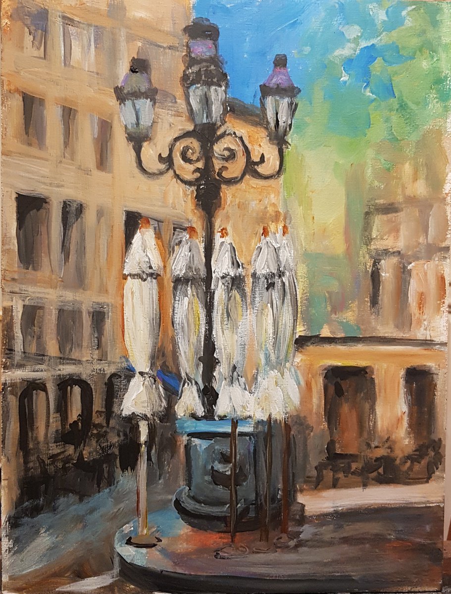 Impressionistic Cityscapes Acrylic Painting By Els Driesen, 12 X 16, Paris S