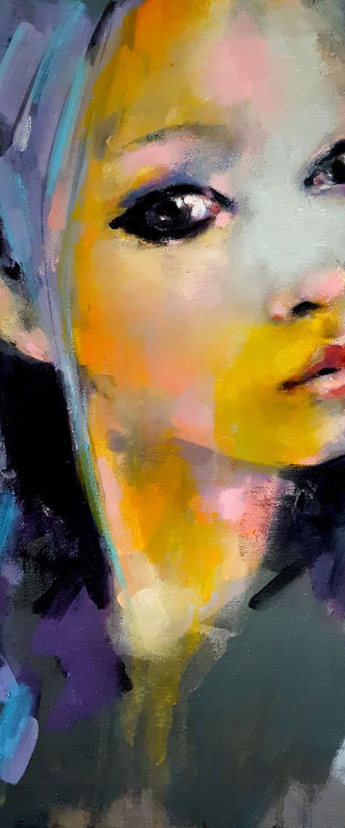 12-19-16 head study with yellow & purple by Thomas Donaldson