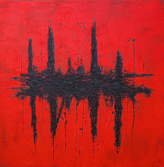 Red Black Abstrakt Acryl