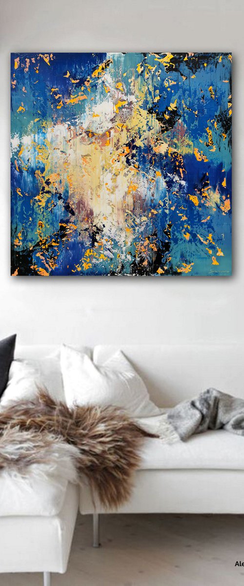 100x100cm. / abstract painting / Abstract 2170 by Alex Senchenko