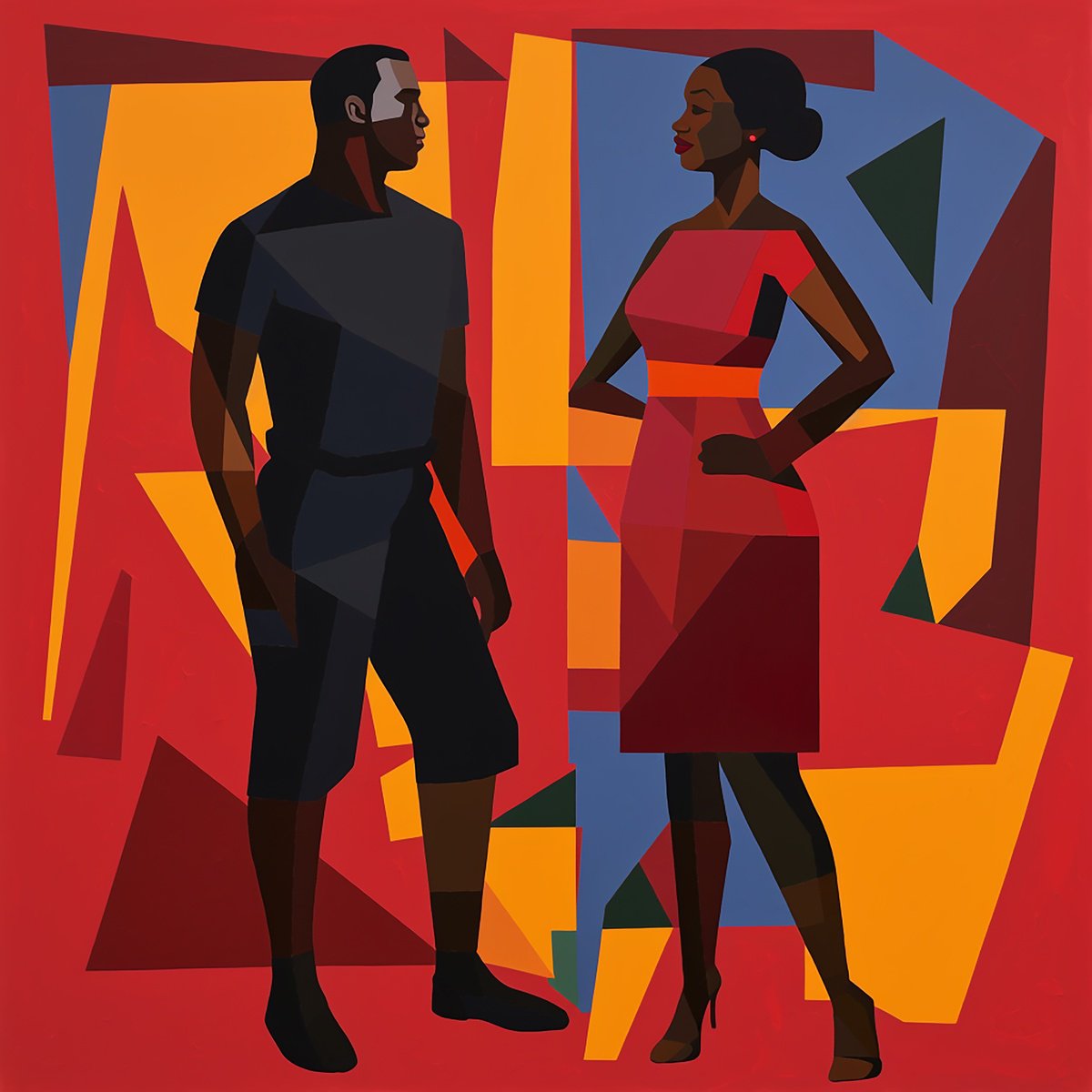 Impressionistic Portrait Acrylic Painting By Kosta Morr, 31 X 31", Two Iii, Original Artwork