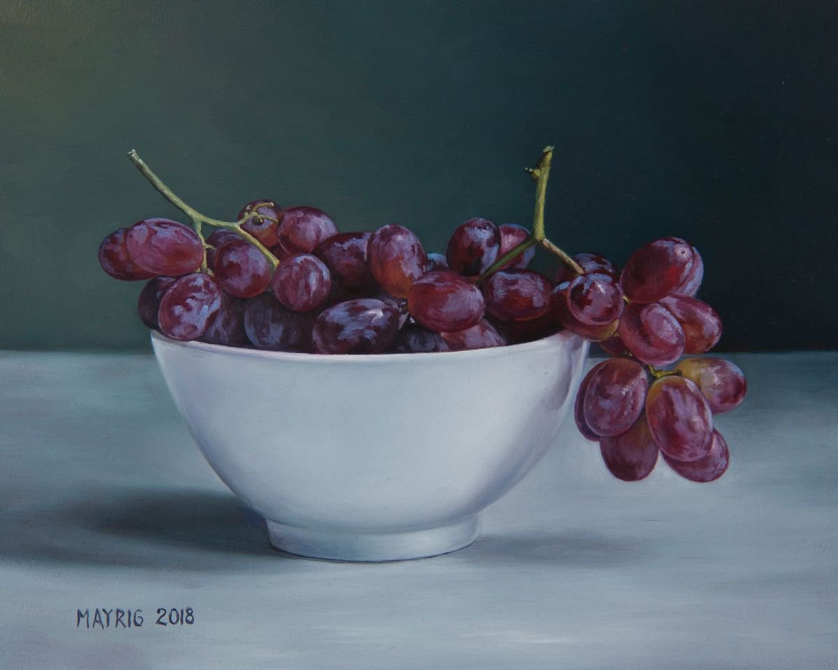Red Grapes (Original Oil Painting) by Mayrig Simonjan