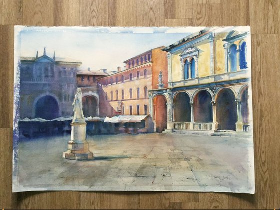 Monument to Dante in the Seignorie Square. Verona