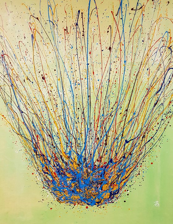 Okelon N-15 (H)158x(W)124 cm. Colorful Splash Abstract Painting