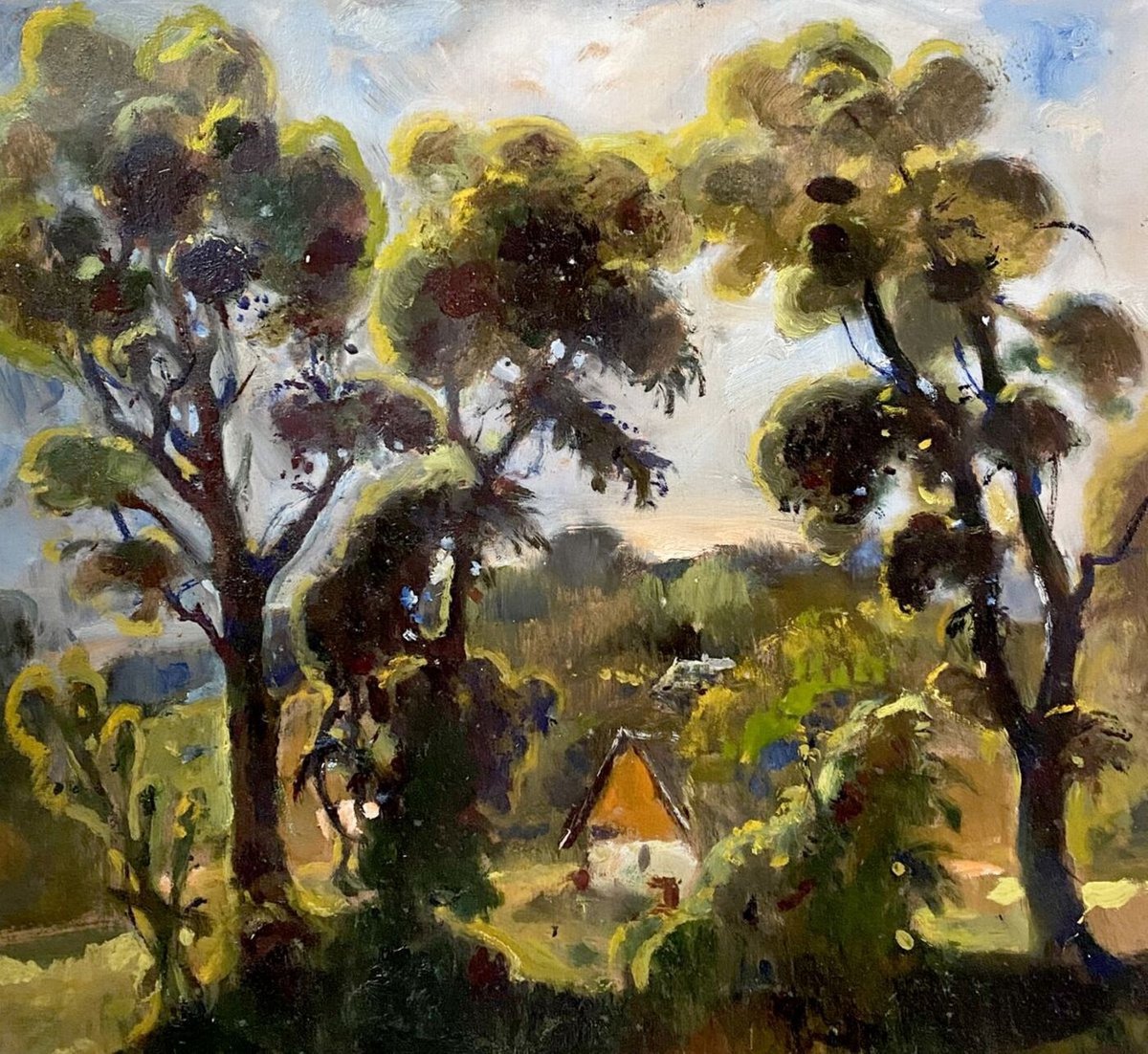 Impressionistic Landscape Oil Painting By Oleg And Alexander Litvinov, 19 X 20", Stormy Day, Original Artwork