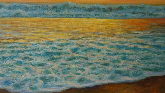 Beautiful Sea Sunset - original oil painting
