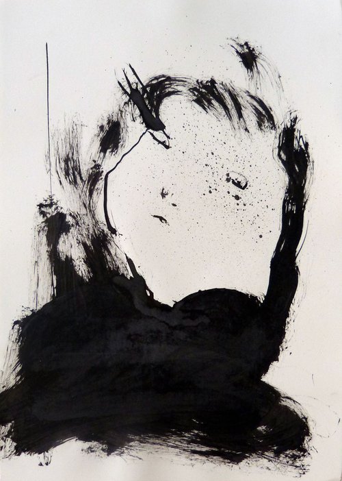 Expressionist Portrait 6, 29x42 cm by Frederic Belaubre