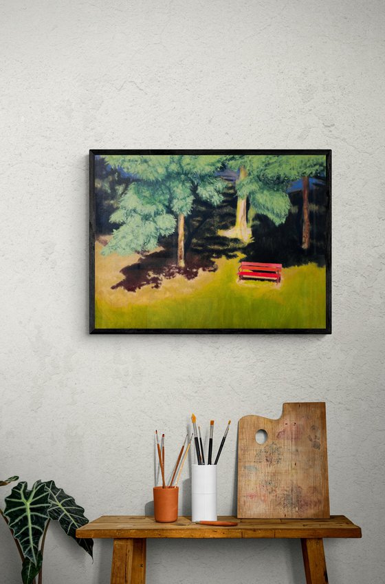 Wooden Bench in the Summer