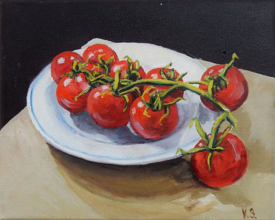 Branch of tomatoes (1). Still life.
