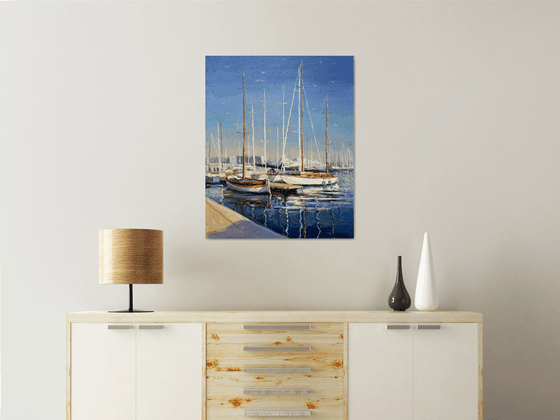 ""Yachts at the pier"