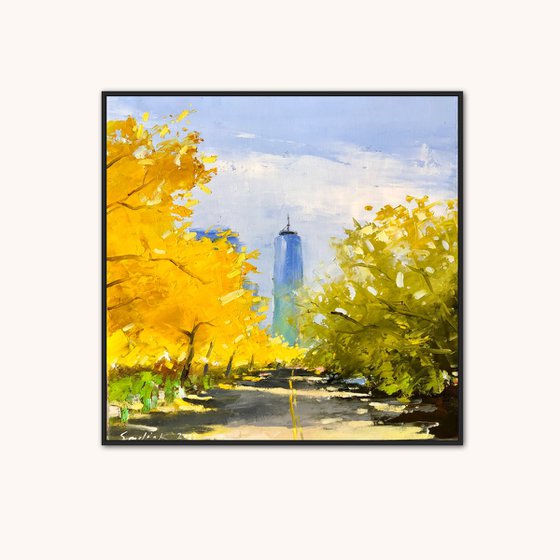 New York painting, fall in NY , gift art