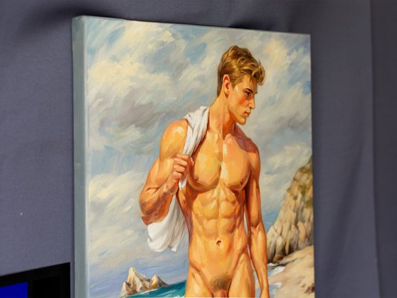 NUDE MAN ON THE BEACH