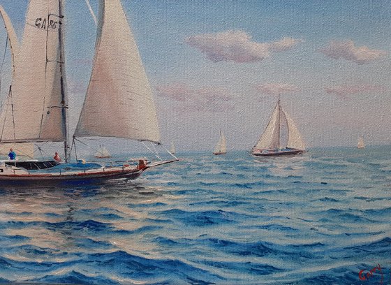 Seascape with Sailboats 32