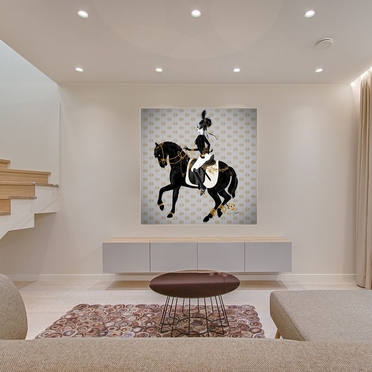Illustrative Painting , Miss Perle 2 - Equestrian By Artemisia, 31 X 31, Artwork For Sale On Artfinder