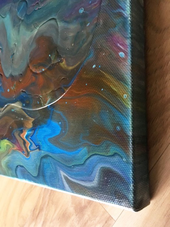 "Wormhole" - Original Abstract PMS Acrylic Painting - 12 x 9 inches