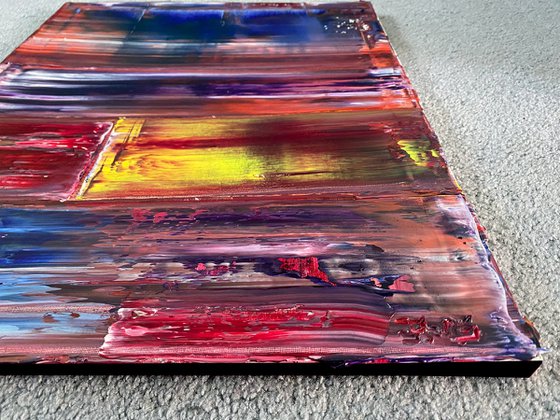 "Intermediary" - FREE USA SHIPPING - Original PMS Abstract Triptych Oil Paintings On Canvas - 48" x 20"