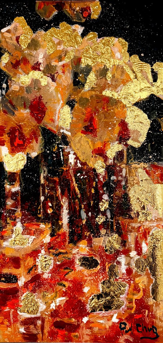  Golden Blossoms By Paul Cheng, 12 X 24, Artwork For Sale On Artfinder