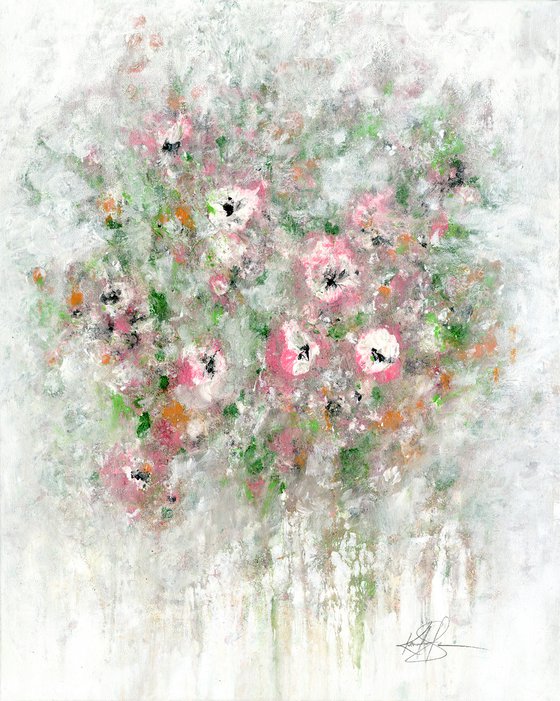 Cottage Chic Blooms - Floral Painting by Kathy Morton Stanion