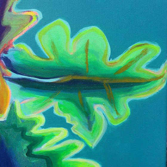Blue and Green Alocasia Study