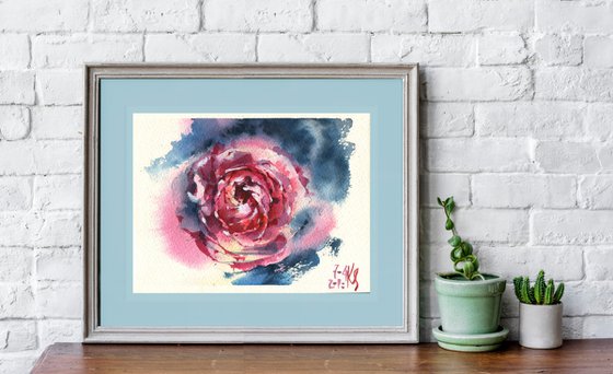 "Cosmic flower" original watercolor sketch small format