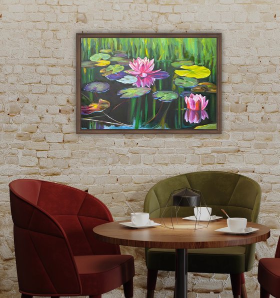 Colorful pond Water lilies 72.7 cm/50 cm