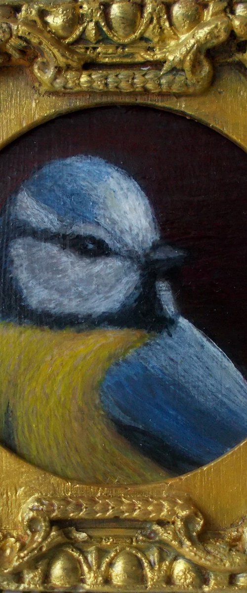 Blue Tit Bird art in frame by Tatyana Mironova