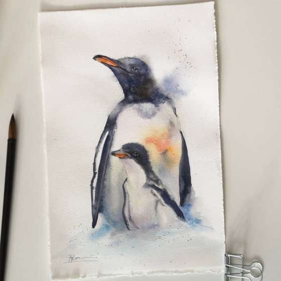 Penguin and chick