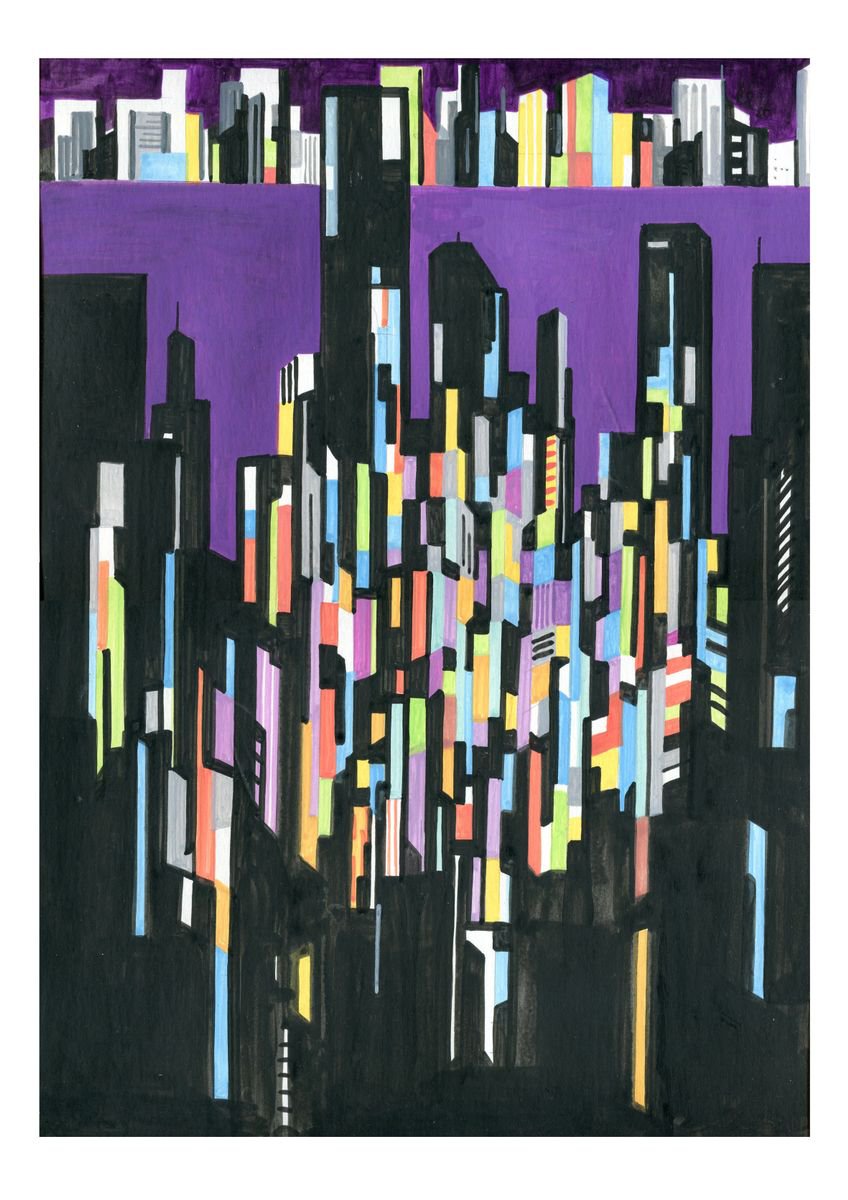 Urban And Pop Acrylic Painting , Hong-Kong-08 By Andre Baldet, 13 X 18, Artwork For Sale On Artfinder
